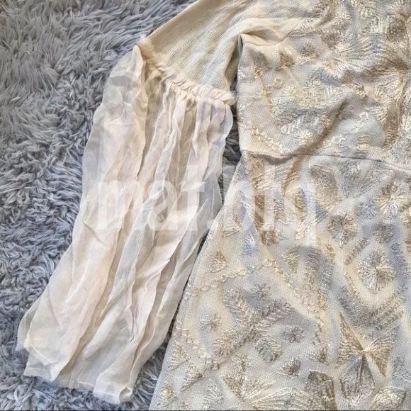 Free People Cleo Embroidered Bell Sleeve High Neck Mini Dress - Picture 4 of 7